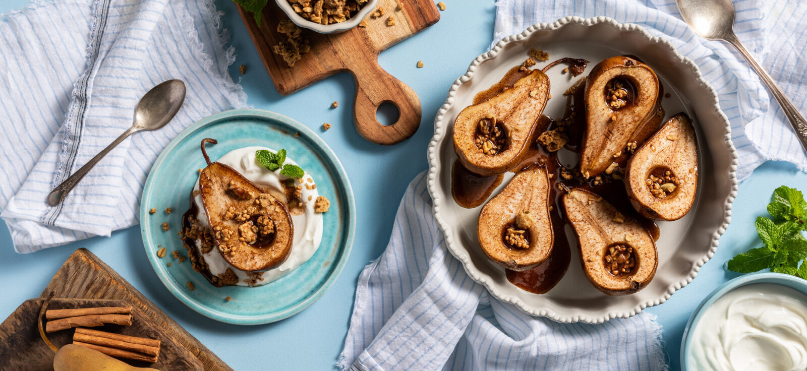 Honey and Cinnamon Baked Pears With Greek Yogurt