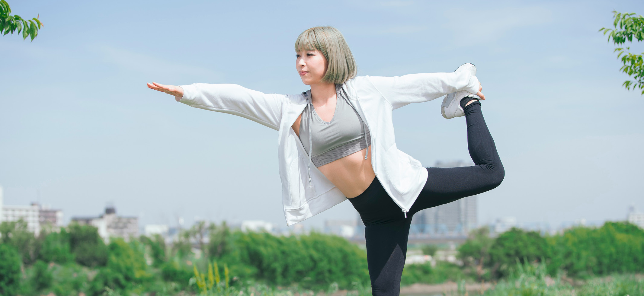 woman holding a yoga pose